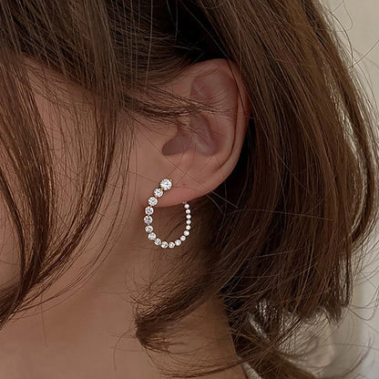 Round Cut Moissanite Half Hoops Earrings for Women 925 Sterling Silver U-Style Size Gradient Diamond Stud Earring Fine Jewelry