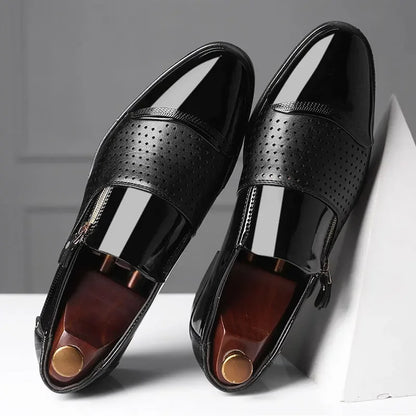 Sapatos Formais Pretos Masculinos Italianos Mocassins Vestido de Casamento Sapatos Oxford de Couro Envernizado Masculino