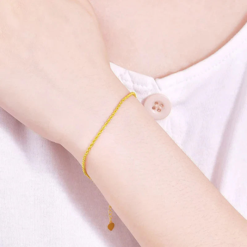 Authentic Real 18K Gold AU750 Twisted Bracelet Exquisite Delicate Gift Classic Present For Women Adjustable Fine Jewelry