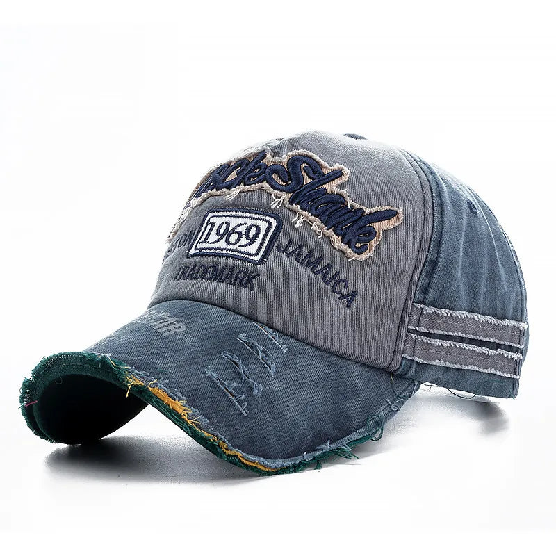Washed cowboy letters Cotton Cap For Men Women Adjustable Autdoor Sun protection hat Rock Shark Baseball Caps
