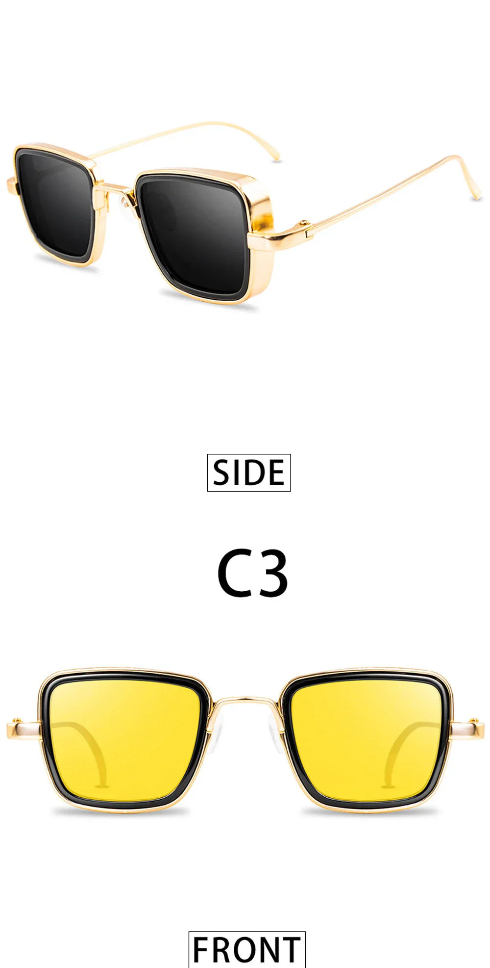 Brand Shades Men Women Sun Glasses UV400 Square Vintage Metal Steampunk Sunglasses