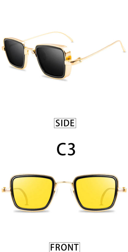 Brand Shades Men Women Sun Glasses UV400 Square Vintage Metal Steampunk Sunglasses