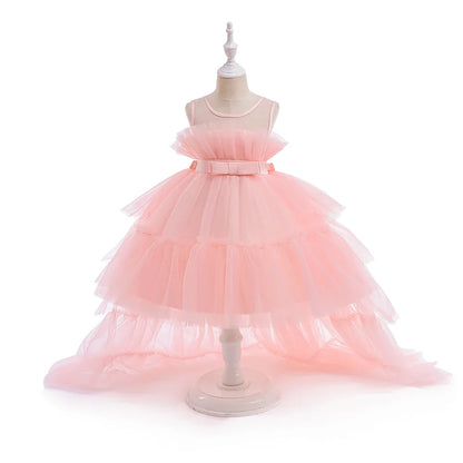 Elegant Tulle Bridesmaids Party Girls Dresses Summer Baptism Birthday Wedding Prom Princess Dress for Girl Christmas Kids Clohes