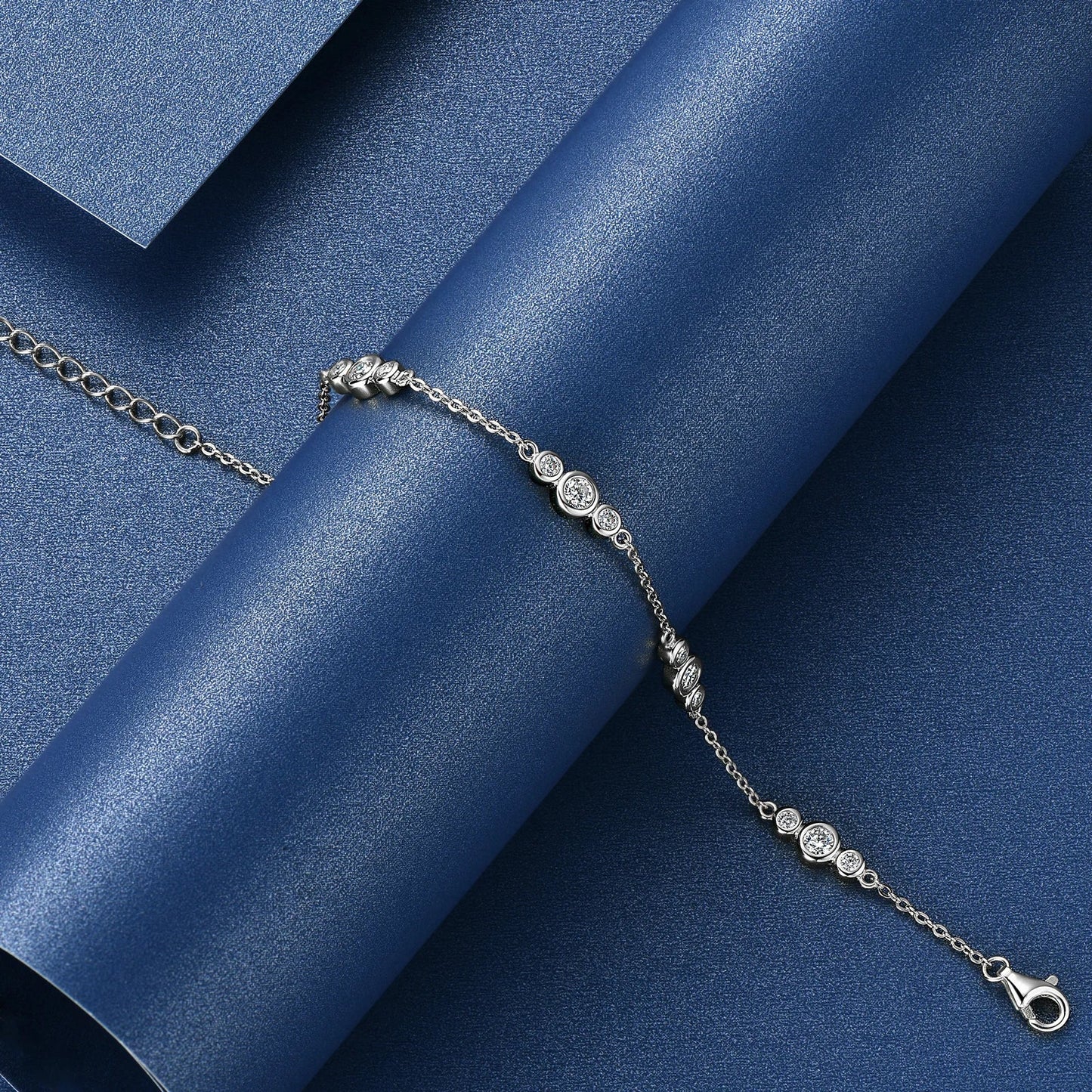 2024 New 18k Gold Plated Bracelet 925 Silver Chain 2mm D Color Bezel Moissanite Bracelets Fashion Women's Jewelry Gifts