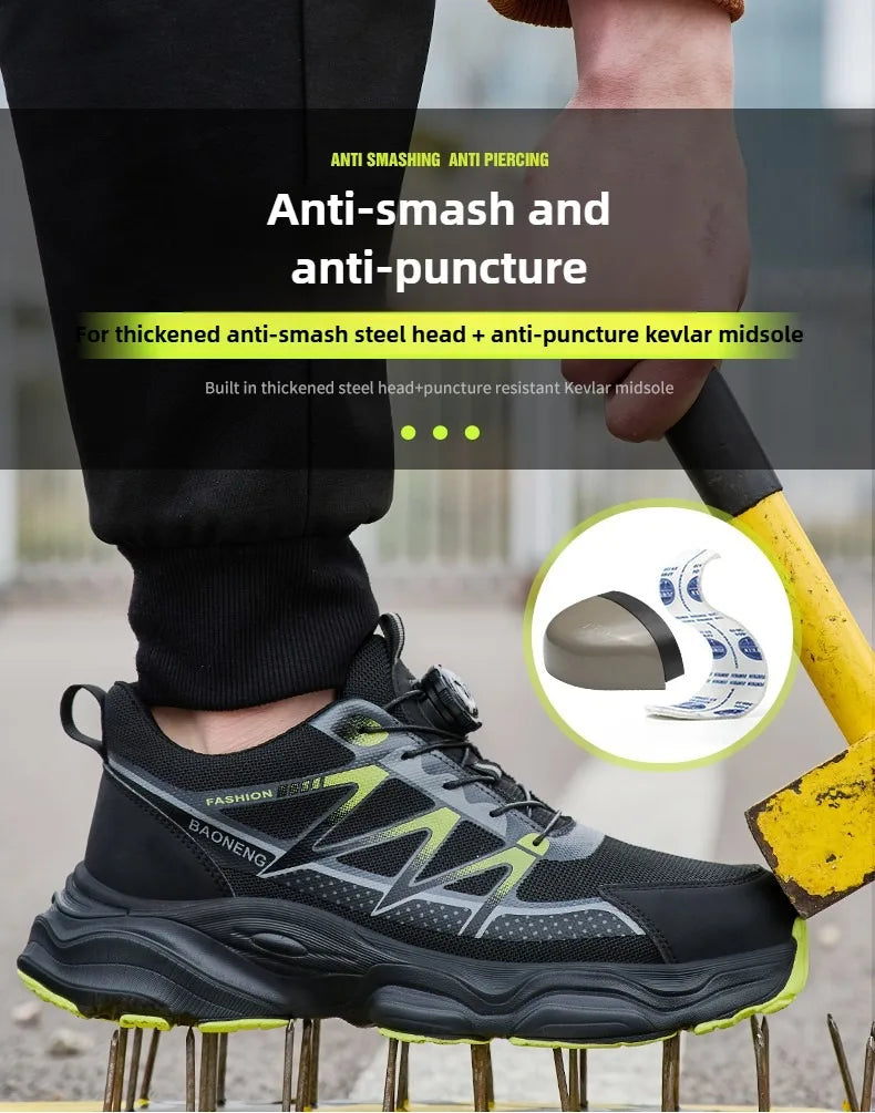 Anti Puncture Safety Shoes Steel Toe Anti Smash Lightweight Durable Slip Resistant Work Boots for Men Construction Industrial