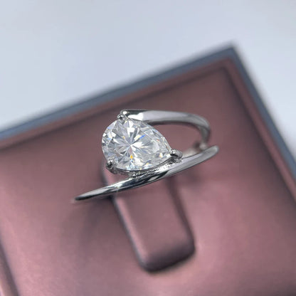 D Color VVS1 6*8mm Pear Cut Moissanite Rings for Women Sparkling Wedding Proposal Birthday Gift 100% S925 Sterling Silver