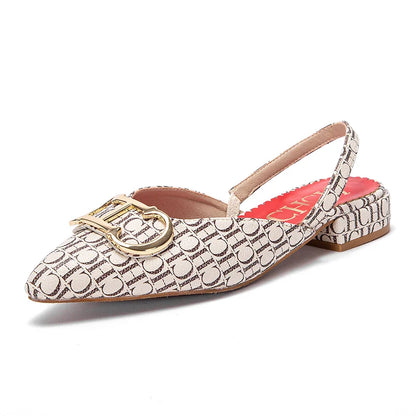 Classic Women's New 2024 Women's Low Heel Sandals Fashion Retro Design Letter Women's New Low Heel Shoes