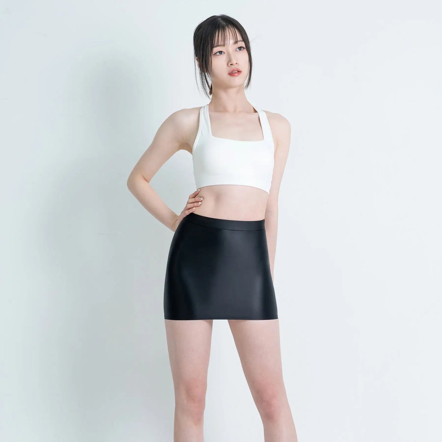 satin glossy Skirt Elastic Smooth Gloss Tight Skirt Oil Solid Color Half Skirt Satin glossy Wrap Hip Short Skirt