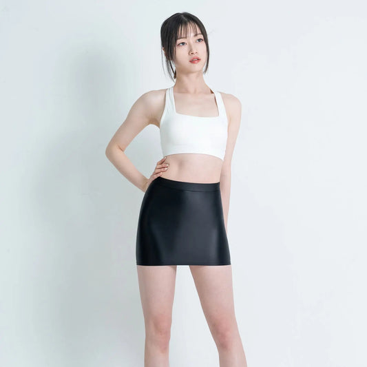 satin glossy Skirt Elastic Smooth Gloss Tight Skirt Oil Solid Color Half Skirt Satin glossy Wrap Hip Short Skirt