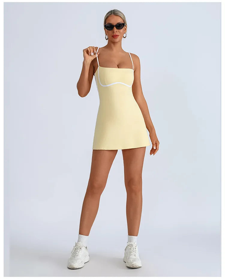 Golf Tennis Dress with Pad Sports Set Yoga for Women Workout Pickleball Clothing Badminton Skorts Activewear