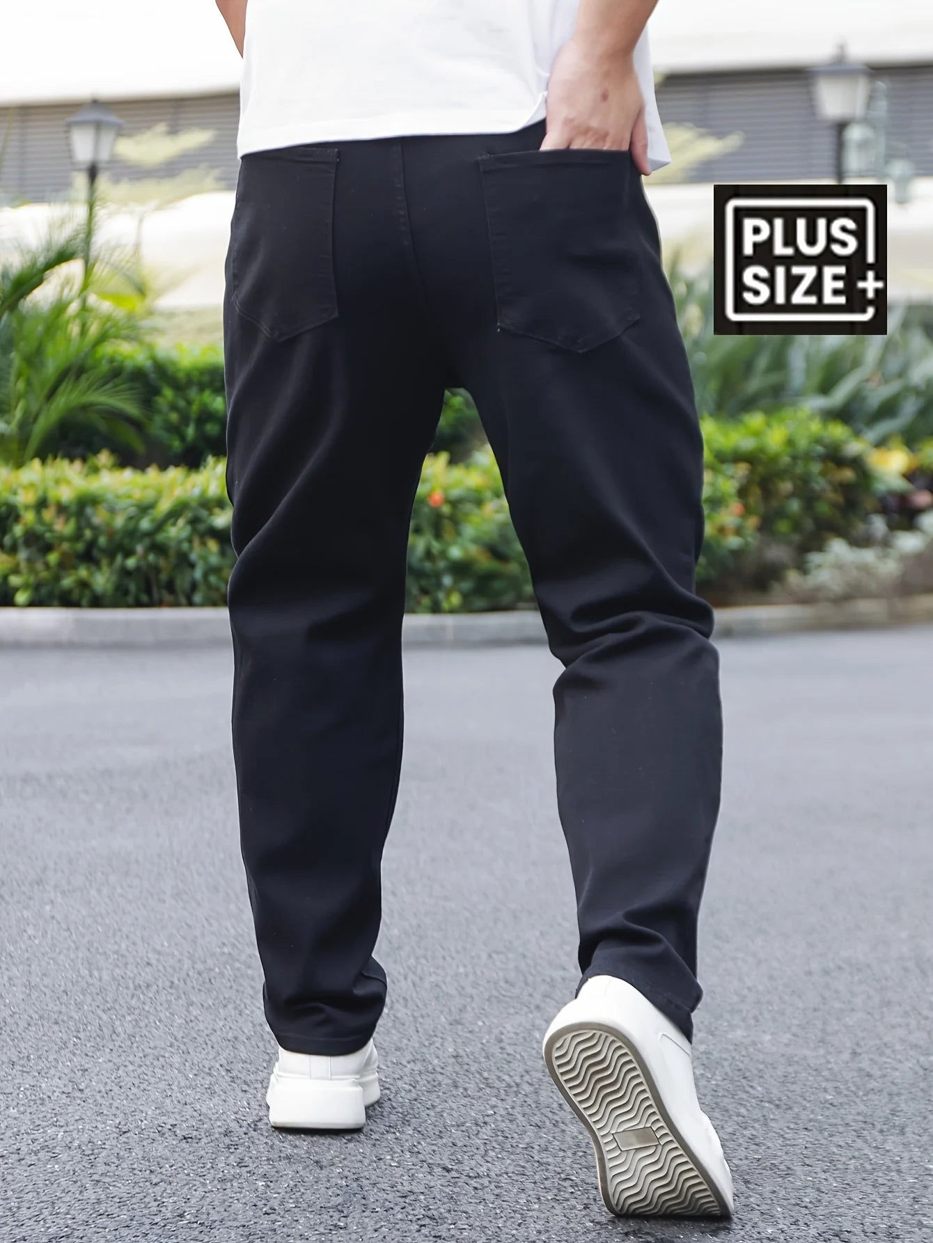 Men's Casual Basics Solid Black Slim Fit Jeans Stretch Elastane Men's Spring Trousers Simple and Versatile Men's Pants