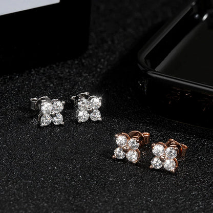 D VVS1 Round Moissanite Stud Earrings for Women Man 4 Stones Classic s925 Sterling Silver Earring with GRA Gift Jewelry