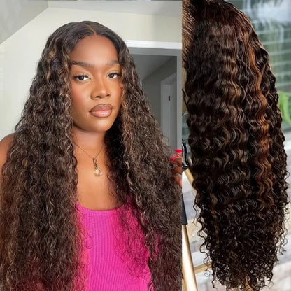 30 Inch Curly Highlight Ombre Lace Front Wig Human Hair Wigs Colored Deep Wave 13X6 Hd Lace Frontal Wig Pre Plucked 250 Density