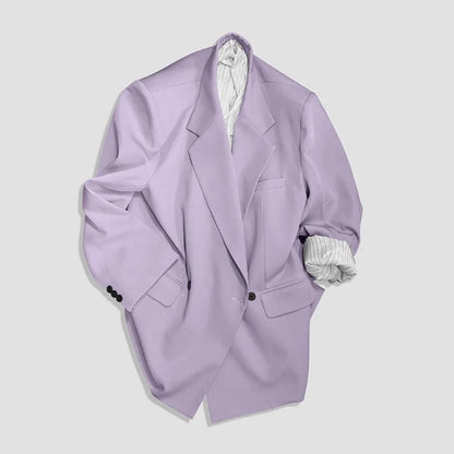 New Designer Men Loose Fit Double Breasted Blazer Two Piece Set Oversized Suit Business Casual Outfits Suit Fashion Matching Set