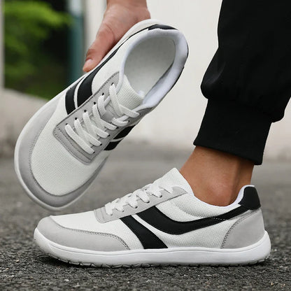 Sapatos Masculinos de Bico Largo Casuais Versáteis com Sola Macia Sapatos de Forma Larga Tênis de Caminhada Malha Respirável Sapatos Confortáveis Estilo Barefoot