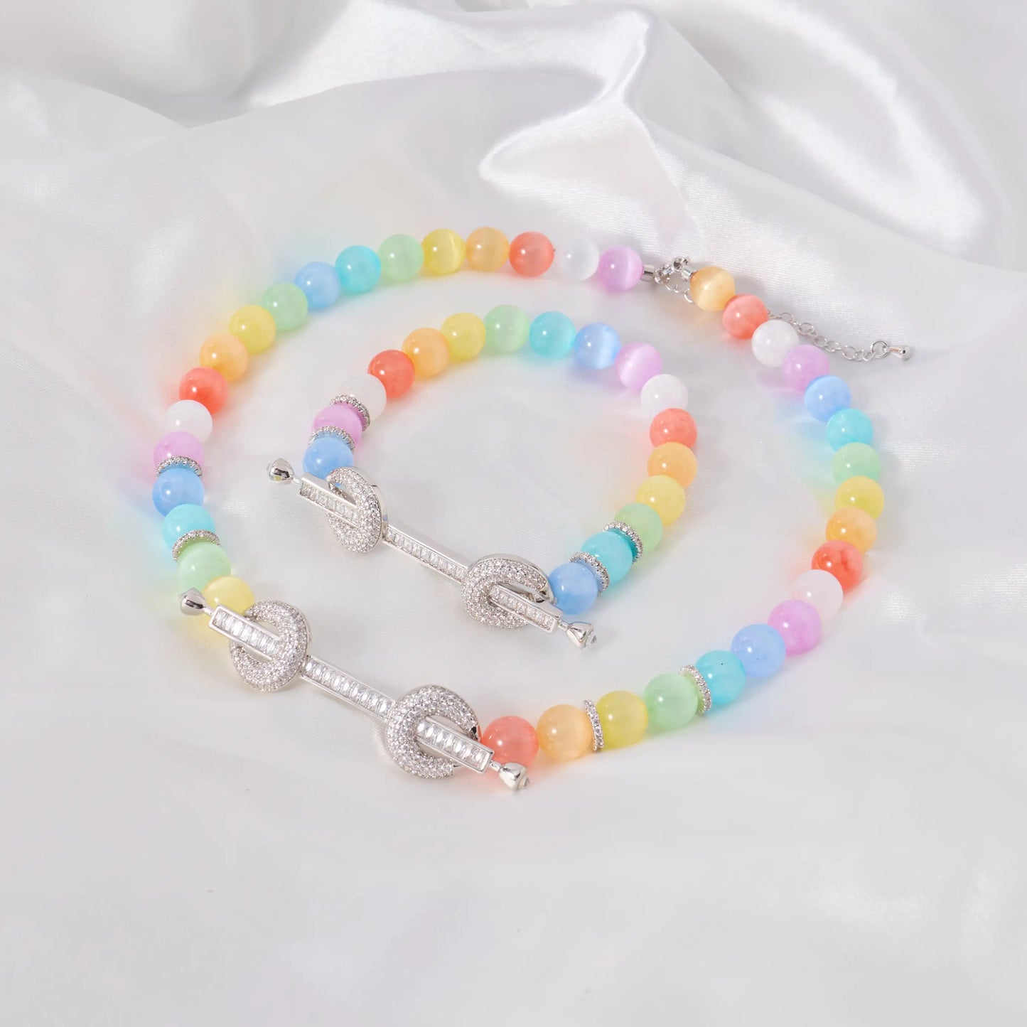 015810 Beaded Choker for Women Color Natural Stone Necklace Set Daily Wear Ceremony Engament Cocktail Party Jewelry Accessories