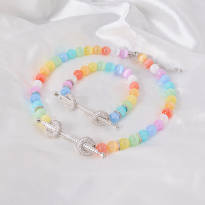 015810 Beaded Choker for Women Color Natural Stone Necklace Set Daily Wear Ceremony Engament Cocktail Party Jewelry Accessories