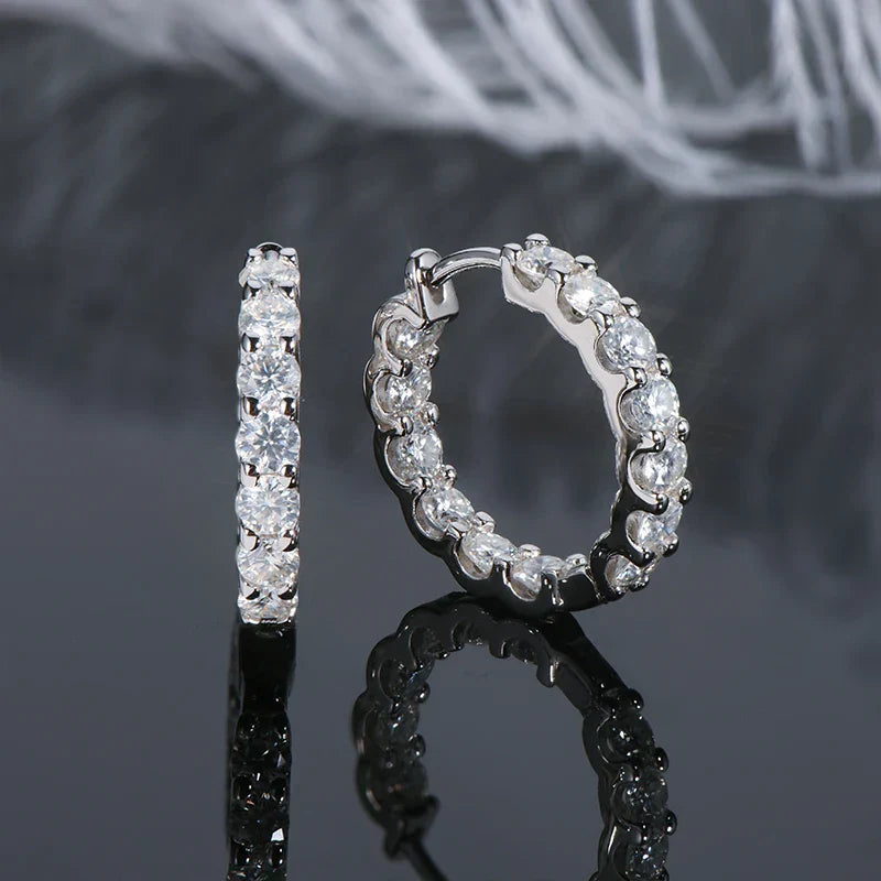 Hoops 100% 925 Sterling Silver Real 3mm Moissanite Stud Earrings For Women Sparkling Jewelry Gifts with Certificate Gifts