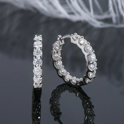 Hoops 100% 925 Sterling Silver Real 3mm Moissanite Stud Earrings For Women Sparkling Jewelry Gifts with Certificate Gifts