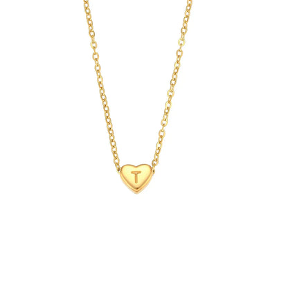 Minimalist Small Love Initial Necklace Jewelry Stainless Steel 18k Gold Plated Mini Heart Letter Pendant Necklace