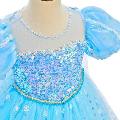 Children Princess Fancy Costume Elsa Party Carnival White Dress Up for Girl Christmas Birthday Cosplay Belle Snowflake Vestidoes