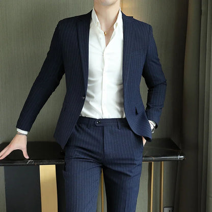 Conjunto Masculino de Terno e Calça de Luxo 2023 Britânico Festa de Casamento Moda Negócios Casual Tendência Duas Peças