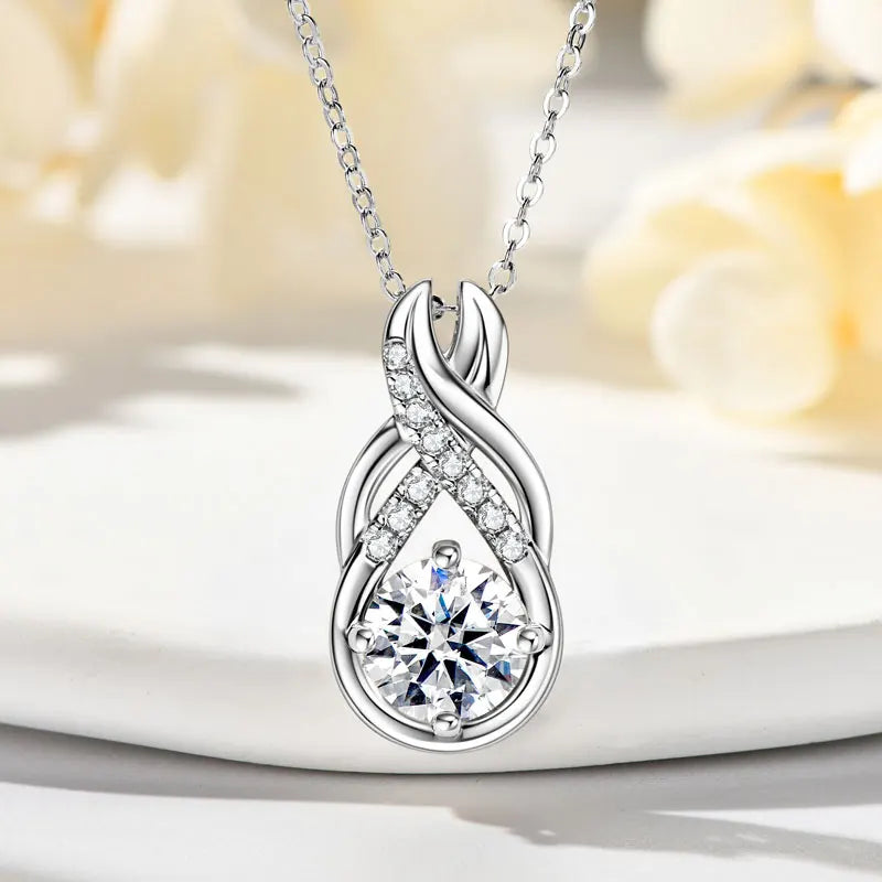 6.0CTW 8MM VVS1 Moissanite Jewelry Set 925 Silver Infinity Pendant Necklace Drop Hoop Earrings Sets for Women Gifts