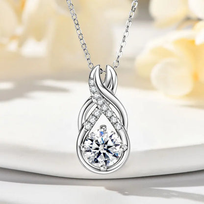6.0CTW 8MM VVS1 Moissanite Jewelry Set 925 Silver Infinity Pendant Necklace Drop Hoop Earrings Sets for Women Gifts
