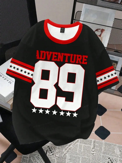 New Creative Breathable Men's T-shirt with Graffiti Printed Pattern Outdoor Quick drying Comfortable Sports Top