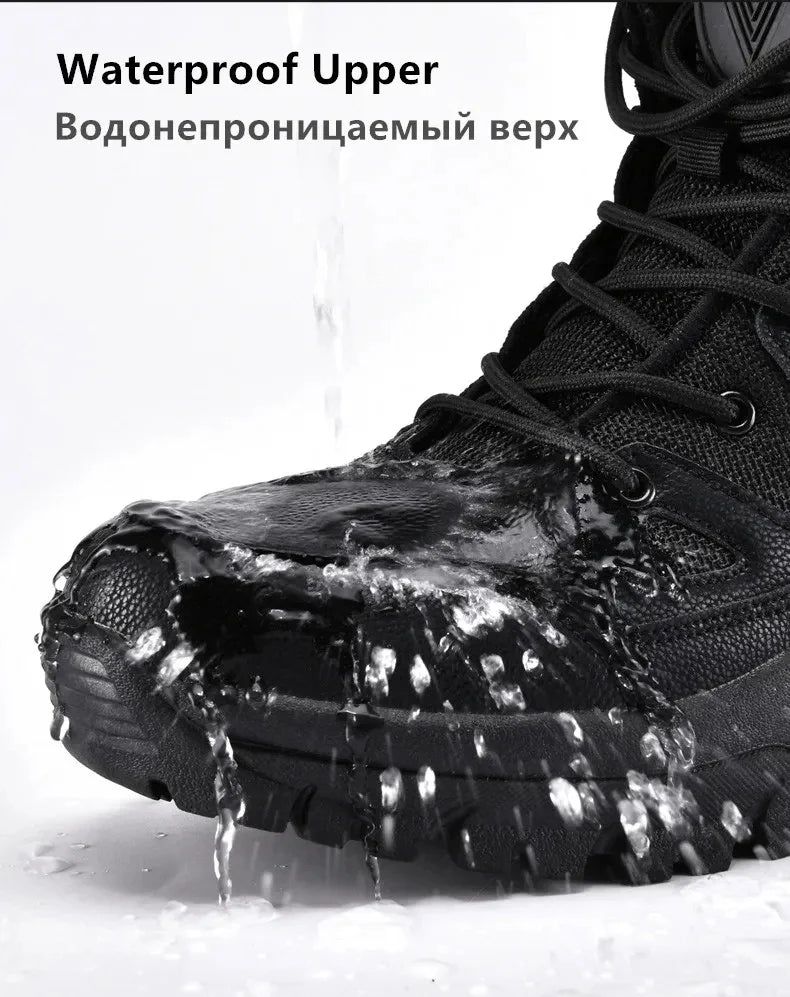 New Warm Plush Snow Boots Men Lace Up Casual High Top Men's Boots Waterproof Winter Boots Anti-Slip Ankle Boots Army Work Boots