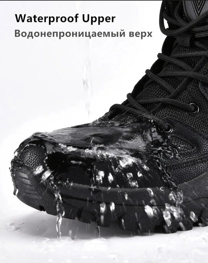 New Warm Plush Snow Boots Men Lace Up Casual High Top Men's Boots Waterproof Winter Boots Anti-Slip Ankle Boots Army Work Boots