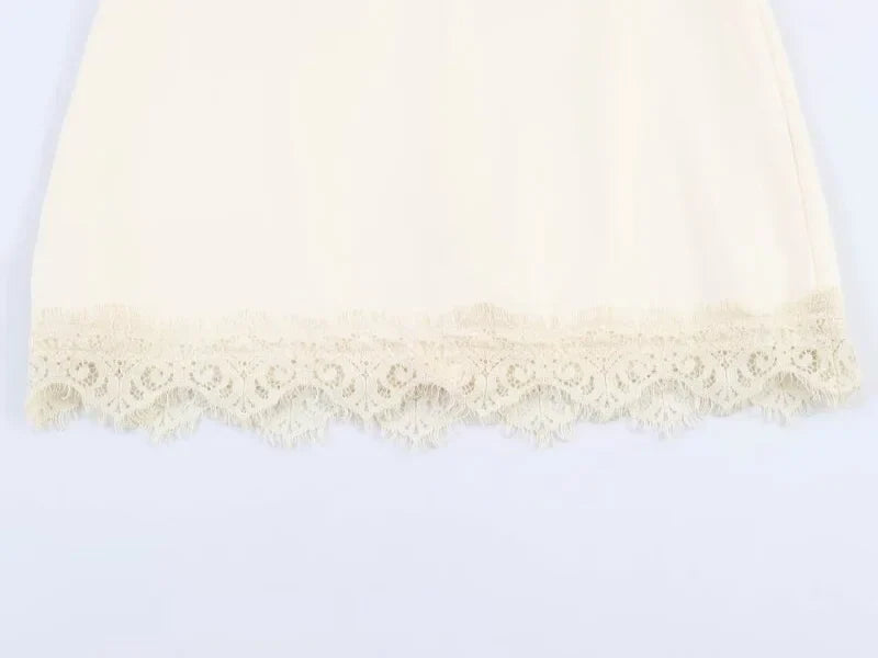 Summer Women Elegant Satin Silk Lace Fringe Mini Skirt High Waist Slim Anti-light Safety Bottoming Half Slip Underskirt 3 Colors