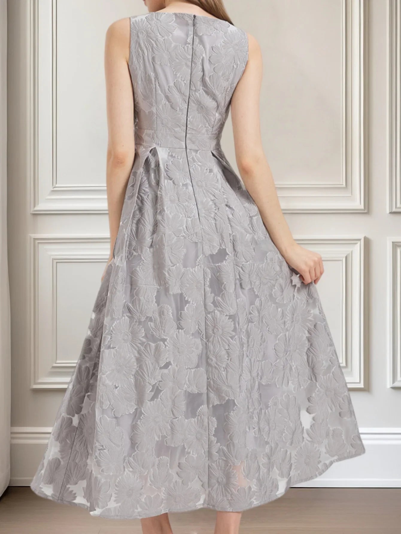 New Fashion Organza Flower Embroidery Elegant Long Dress Summer Sleeveless Dresses Lady Holiday Evening Prom Vestido