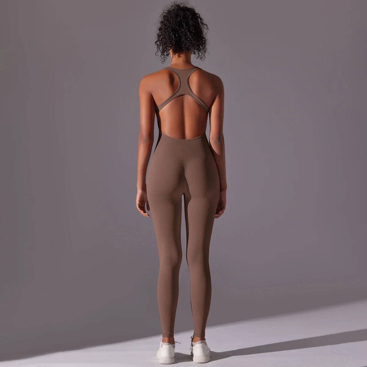 Backless Yoga Bodysuit Women Sports Jumpsuit Fitness Sportswear Workout Set Solid Color Seamless Butt Lifting Yoga Bodysuit