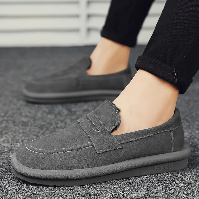 Winter Fashion Plush Men Loafers Outdoor Warm Men's Cotton Shoes Low-Top Casual Man Snow Boots with Fur Slip on Walking Footwear