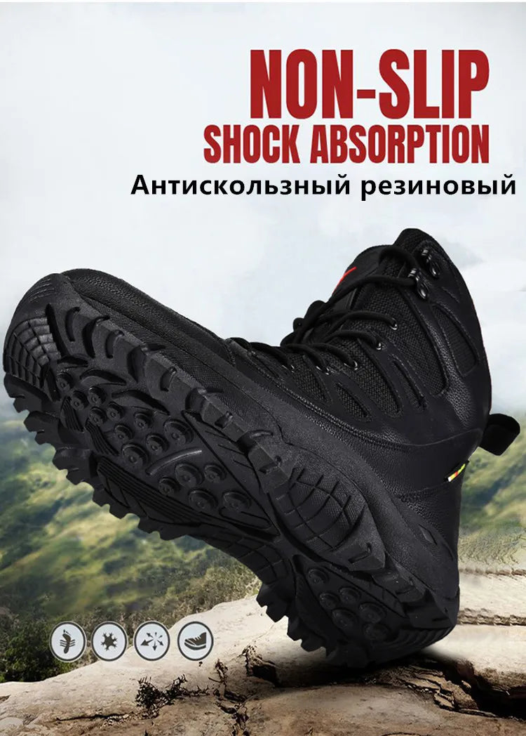 New Waterproof Men's Boots Outdoor Non-slip Men Hiking Boots High Top Winter Men's Motorcycle Boots Rubber Men Work Desert Boots