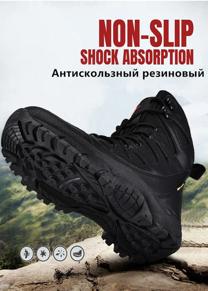 New Waterproof Men's Boots Outdoor Non-slip Men Hiking Boots High Top Winter Men's Motorcycle Boots Rubber Men Work Desert Boots
