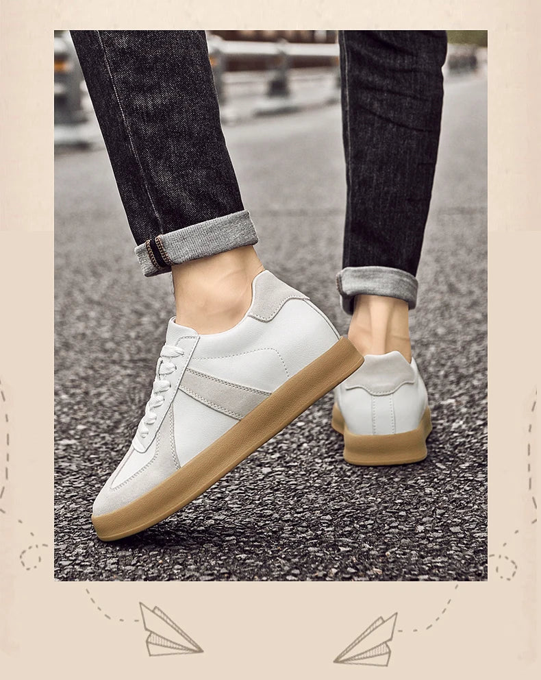 Invisible Height-Increasing Shoes 8cm German Training Shoes for Men, Summer Breathable Casual Sneakers, Genuine Leather Retro Versatile Forrest Gump Shoes 6cm