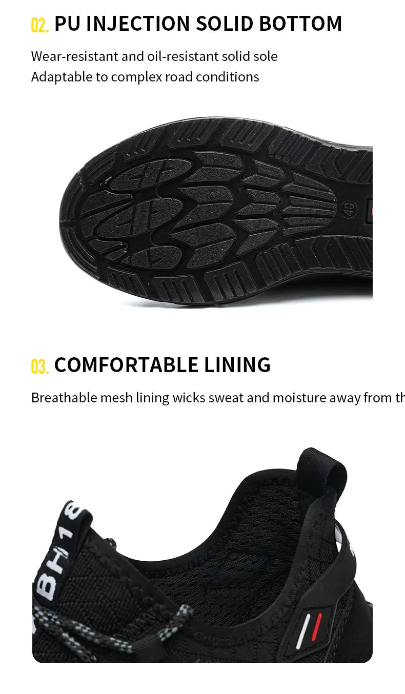 Lightweight Safety Shoes Men Steel Toe Sneakers Puncture Proof Breathable Work Safety Boots Man Comfy Construction Work Shoes