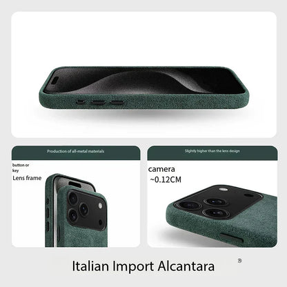 Real Italy Alcantara Magsafe Case for iPhone 17 Pro Max Air Premium Magnetic Cover Leather Cases for iPhone 16 17 Pro Max
