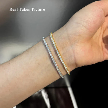 Elastic 2.5mm 3mm Full D Color Moissanite Tennis Bracelet Bangle for Women 925 Silver Pass Diamond Test Hand Link Bracelets