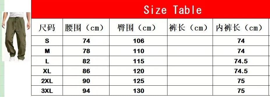 Men's Cargo Trousers Elastic Waist Elastic Multi-pocket Loose Combat Work Pants Outdoor Fitness Sports Casual Pants S-4XL