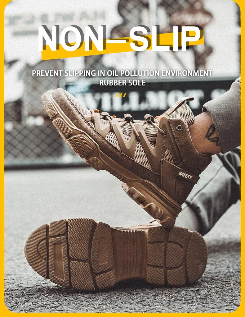 Work Safety Shoes Men's Safety Boots Anti-smash Work Shoes With  Plastic steel head Shoes Men Work Boots Anti-stab Safety Sneake
