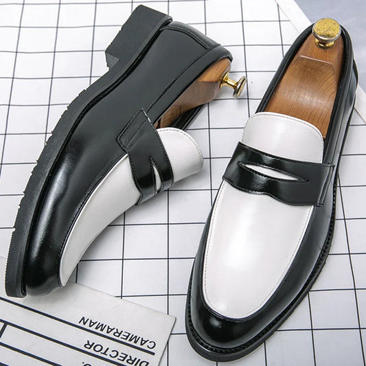 Classic Formal Leather Shoes Men Retro Casual Business Shoes Men Slip On Social Men's Dress Shoes Leather Loafers Male