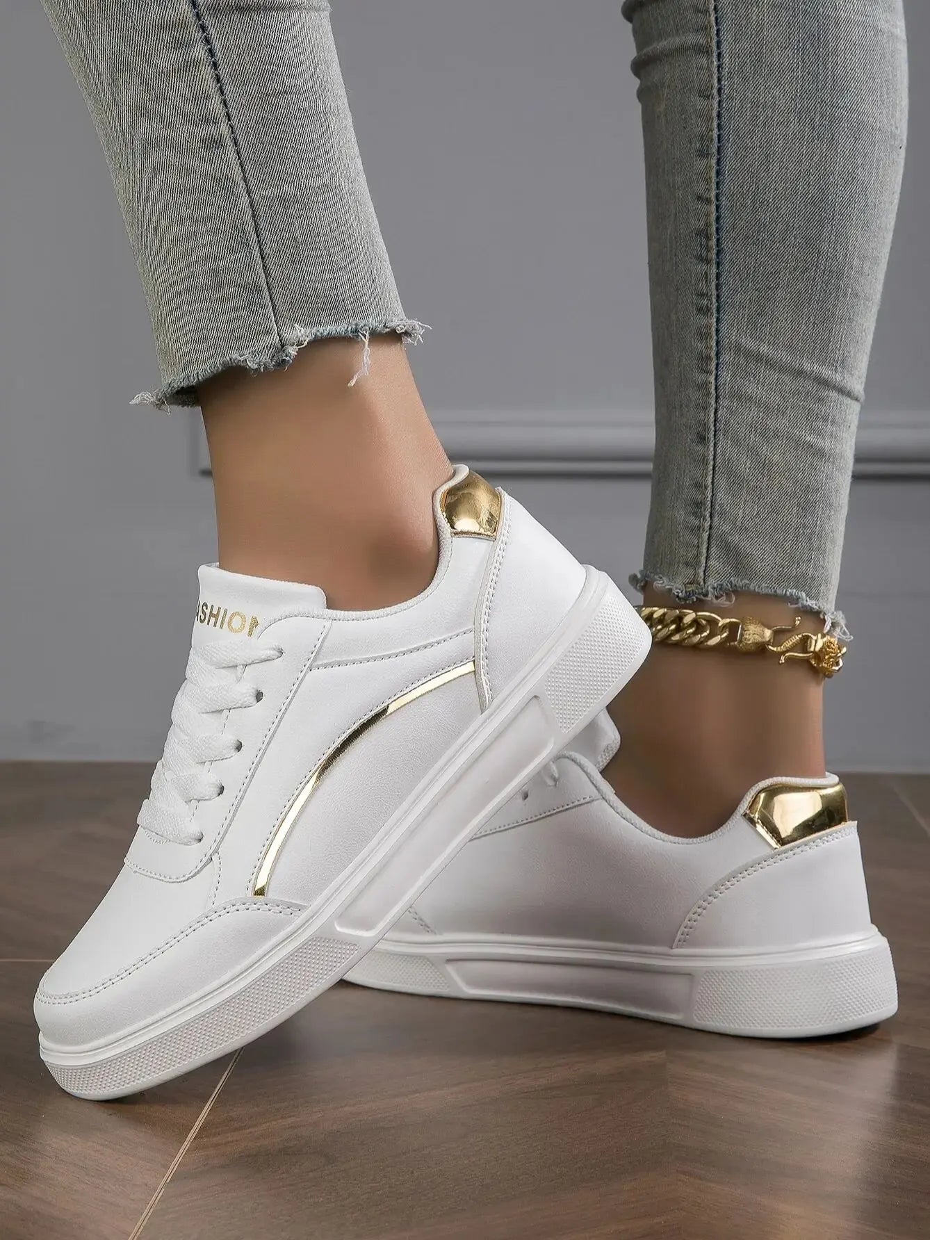 Baasploa Tênis Casual Feminino de Couro com Plataforma para Mulheres Clássicos Confortáveis Sapatos de Skate Antiderrapantes