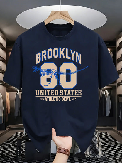 Brooklyn United States Athletic Dept Men T Shirt Soft All-Match Fashion Sportswear Summer O-Neck Tee Unisex Loose Cotton Clothes