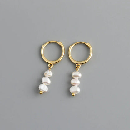 Genuine 925 Sterling Silver Natural Freshwater Baroque  Pearl Unusual Earrings for Women Chic Charming Goth Jewelry 2021