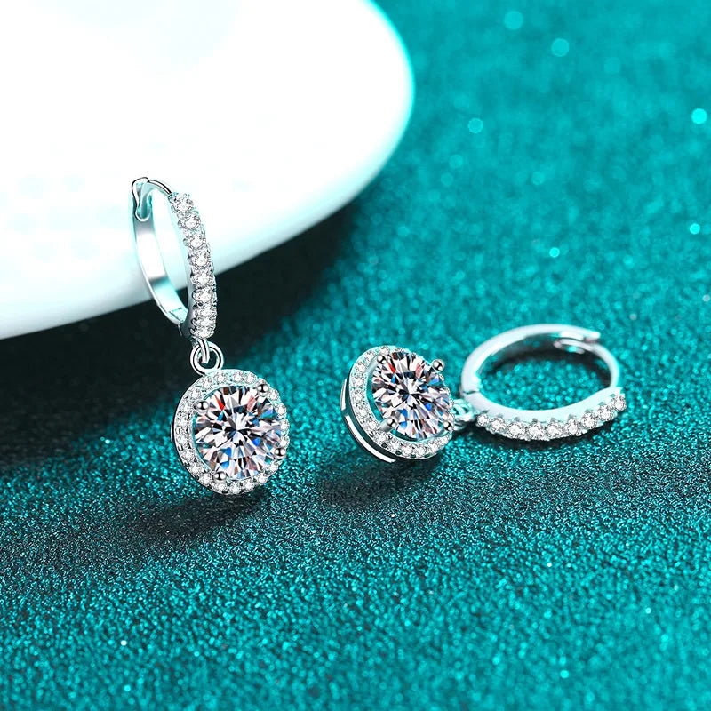 6.5mm 2cttw D Color Moissanite Earring 100% S925 Sterling Sliver Earrings for Women Wedding Engagement Fine Jewelry Gift