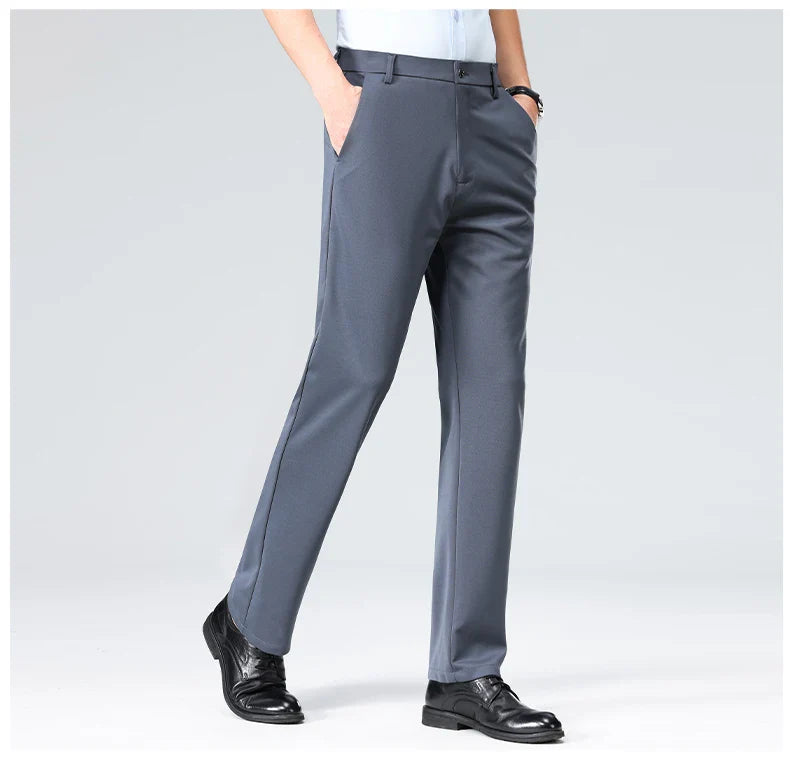 Large Size 52 Mens Casual Pants Elastic Suit Pants Office Trousers Spandex Business Formal Dress Straight Pants
