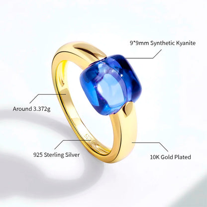 925 Sterling Silver 10K Gold Plated Color Crystals Rings For women's ring Luxury Inlaid Water Drop Pendant Party Gift